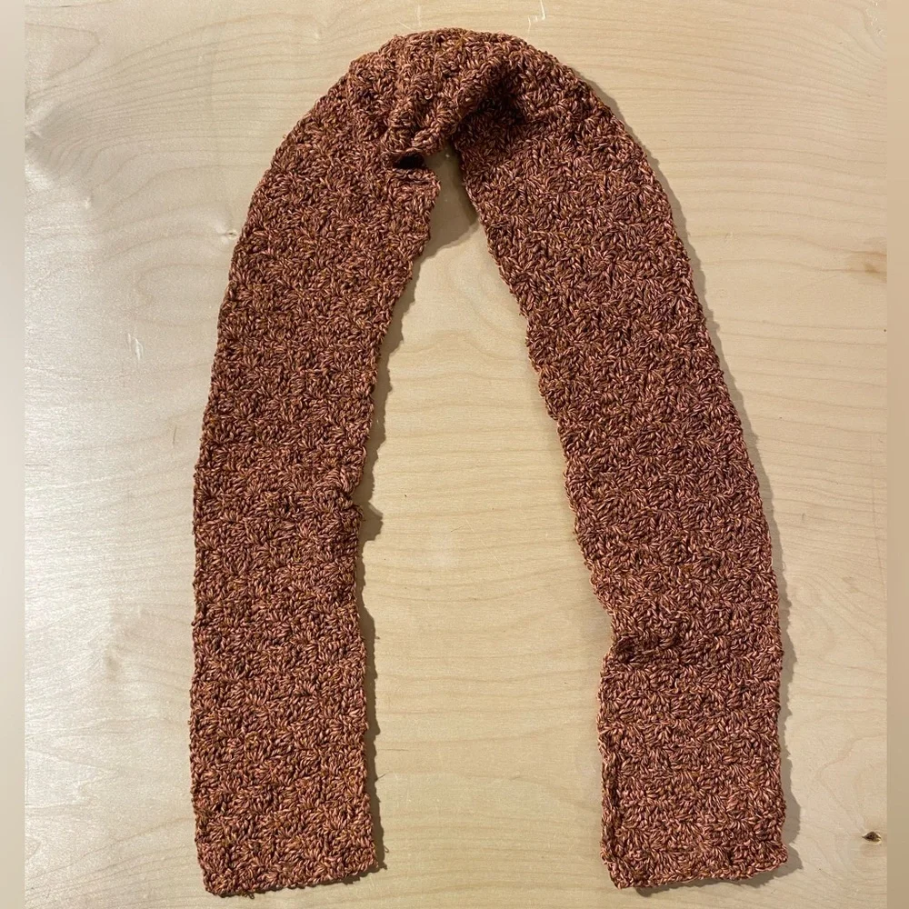 Textured Brown Crochet Scarf (EZ)